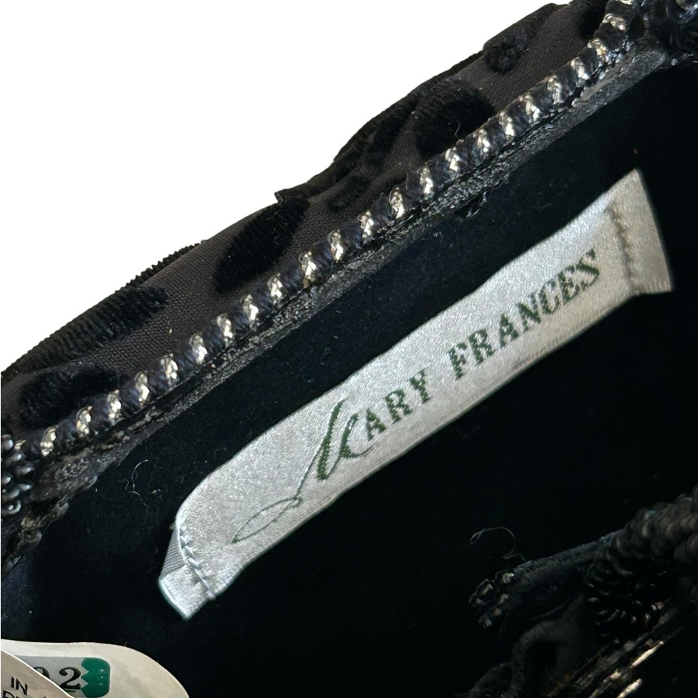 Mary Frances Vintage Black Velvet Leaf Beaded Evening Bag - Picture 3 of 16